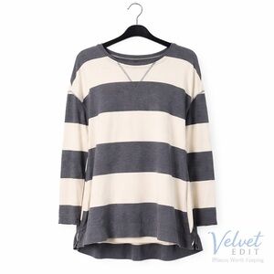 Z Supply Women's Long Sleeve Striped Top in Gray and Cream